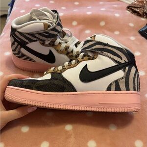 Nike Zebra Pattern Sneakers with Pink Accents